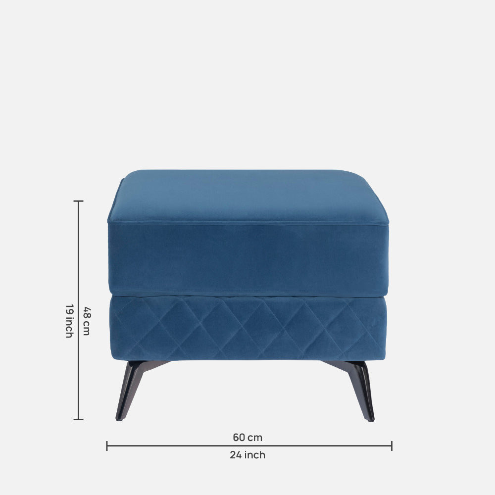 Eden Sapphire Blue Fabric Ottoman