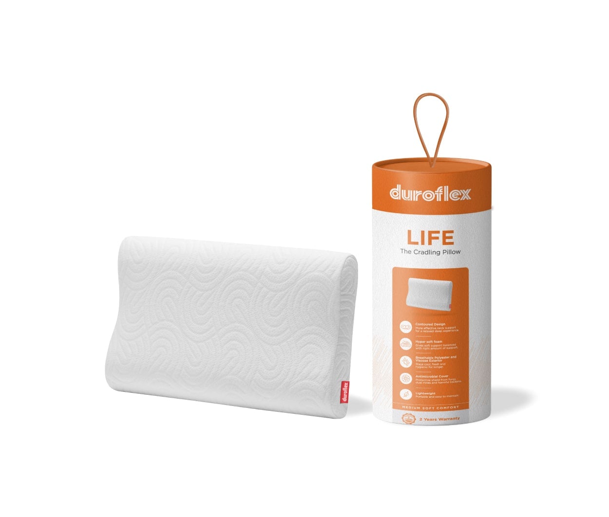 Duroflex Life Contoured Dual Height Antimicrobial Pillow