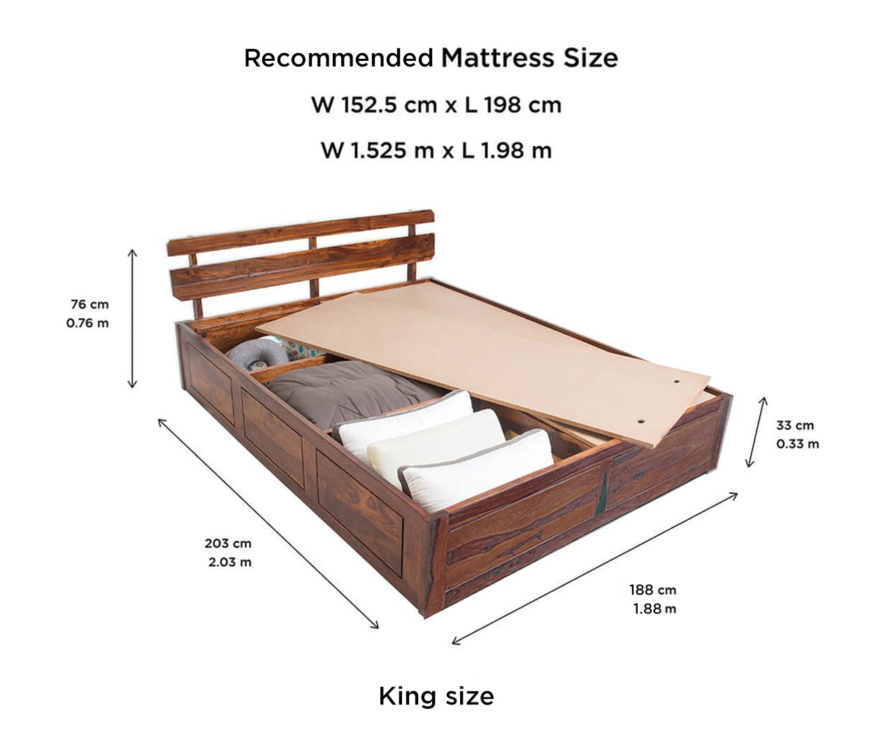 Admire Sheesham Wood Bed With Storage