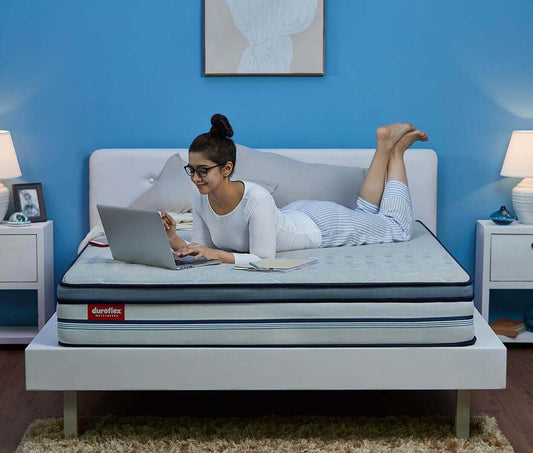Posture Perfect - Orthopedic Zero Partner Disturbance Memory Foam Mattress - Duroflex - Recommended by Doctors – Girl working on mattress