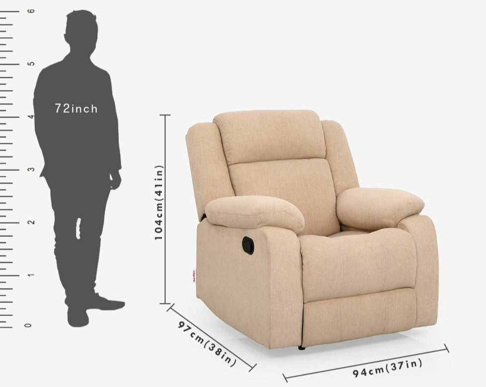 Avalon Beige Fabric Recliner
