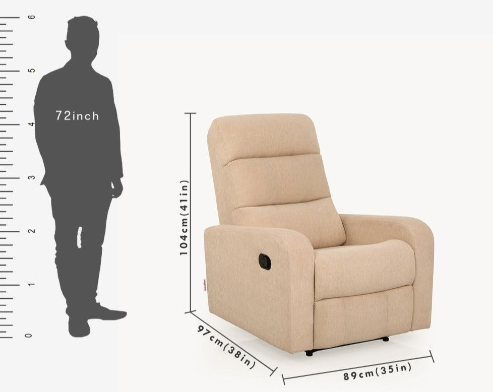 Elysian Beige Fabric Recliner