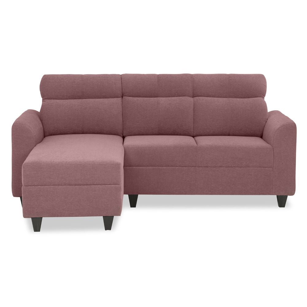 Zivo Plus Dusky Pink Fabric 2 Seater Sofa with Lounger