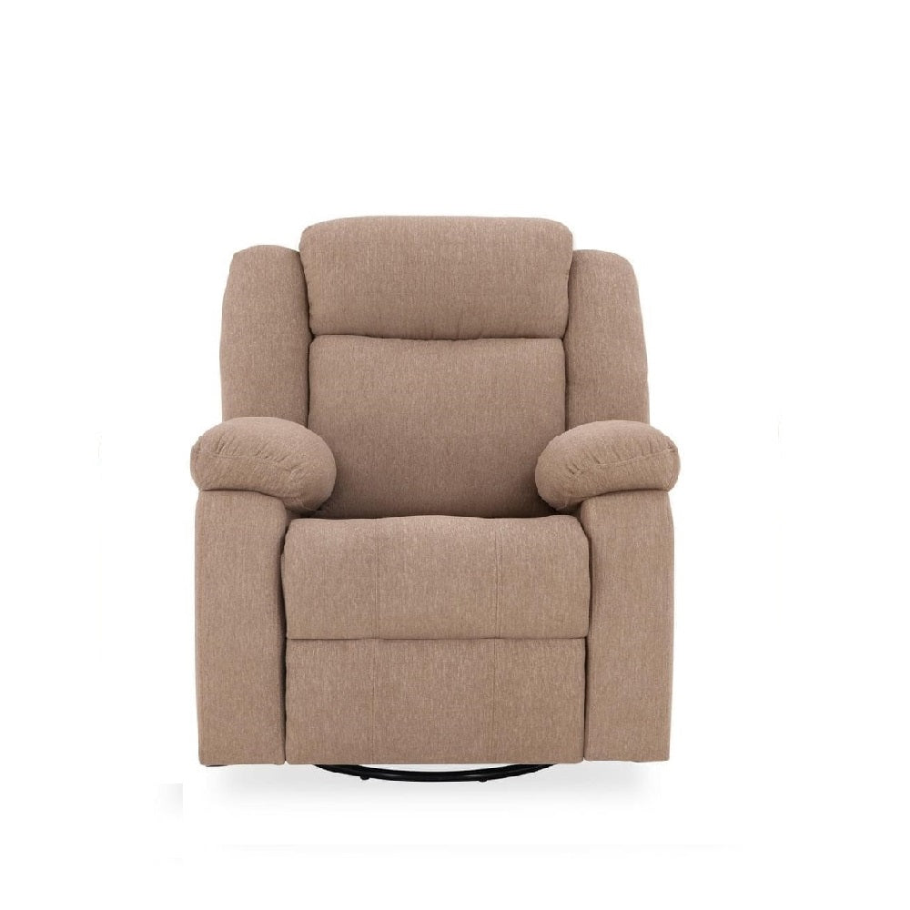 Avalon - Rocking & Rotating Single Seater Fabric Recliner in Plaster Brown Colour