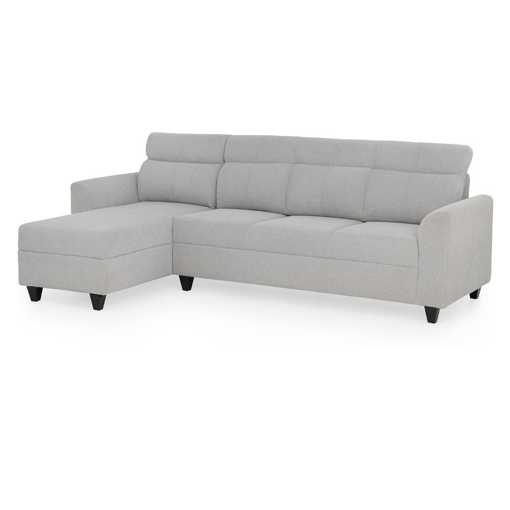 Zivo Plus Cloudy Gray Fabric Sofa Set 3 Seater Sofa with Lounger