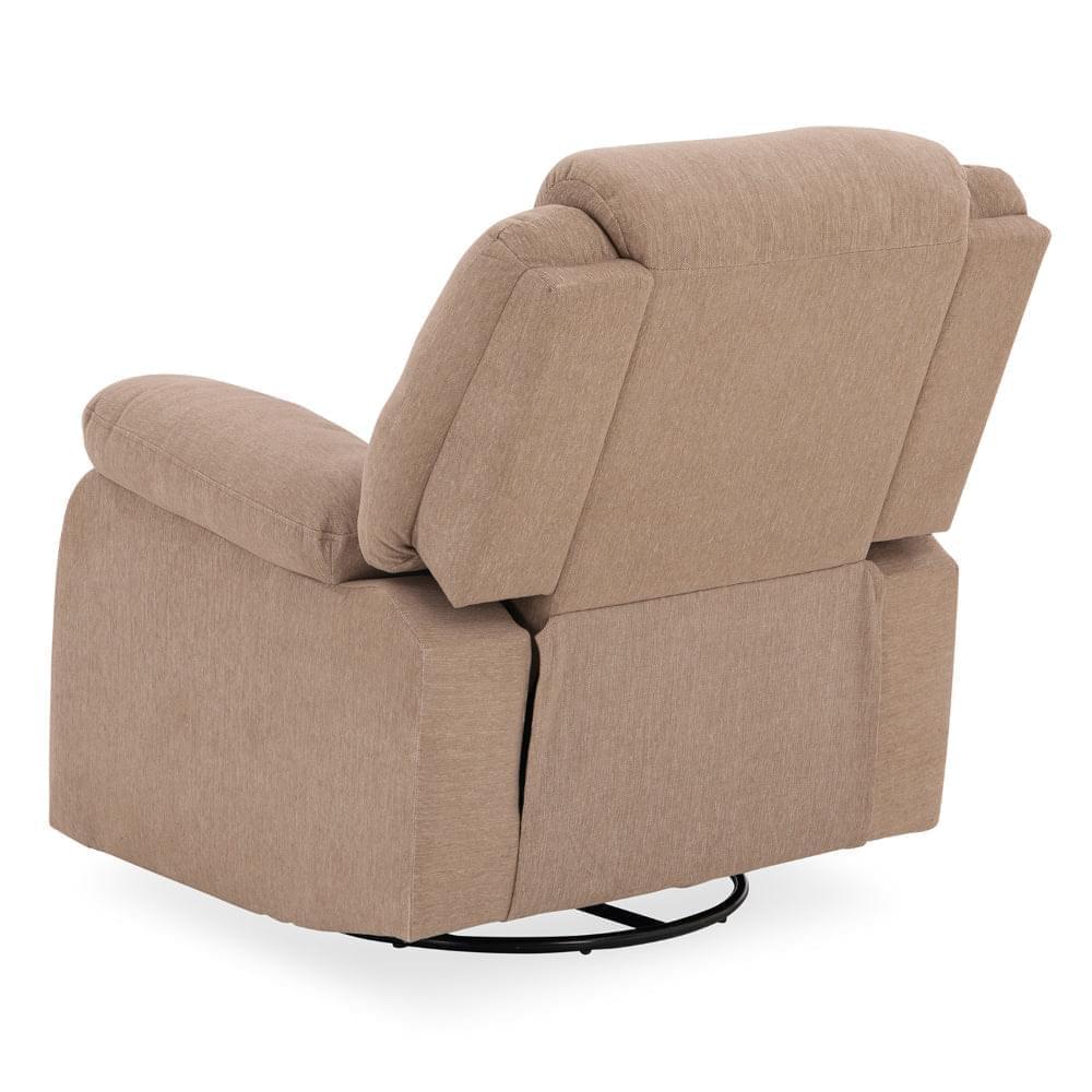 Avalon - Rocking & Rotating Single Seater Fabric Recliner in Plaster Brown Colour