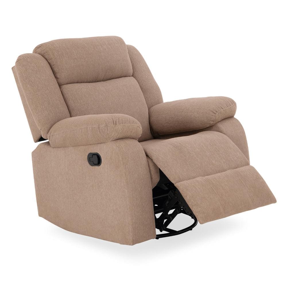 Avalon - Rocking & Rotating Single Seater Fabric Recliner in Plaster Brown Colour