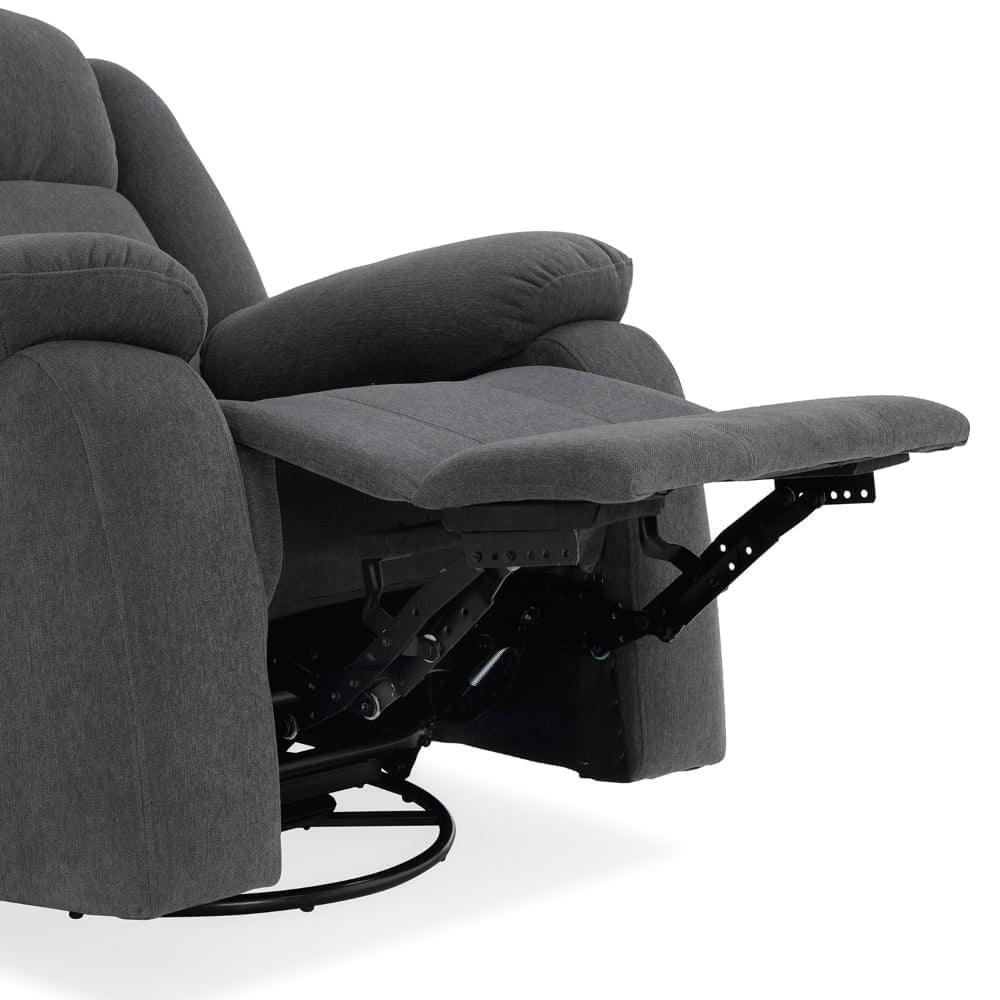 Avalon - Rocking & Rotating Single Seater Fabric Recliner in Graphite Grey Colour