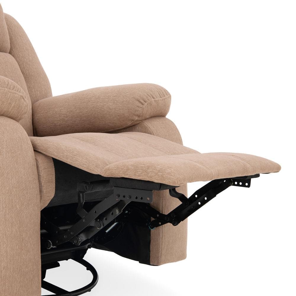 Avalon - Rocking & Rotating Single Seater Fabric Recliner in Plaster Brown Colour