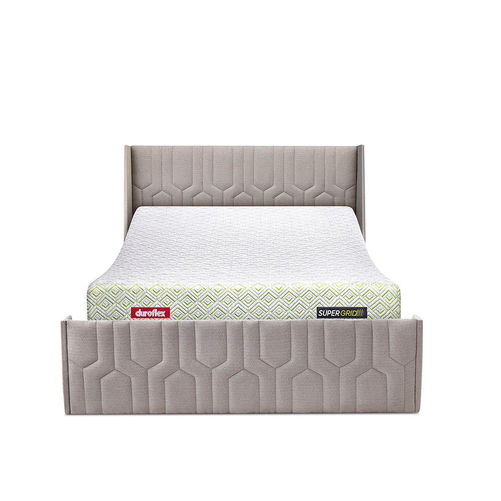 Wave Plus Adjustable Bed with Tranquil Lime Shell Upholstered Bed and SuperGrid Mattress