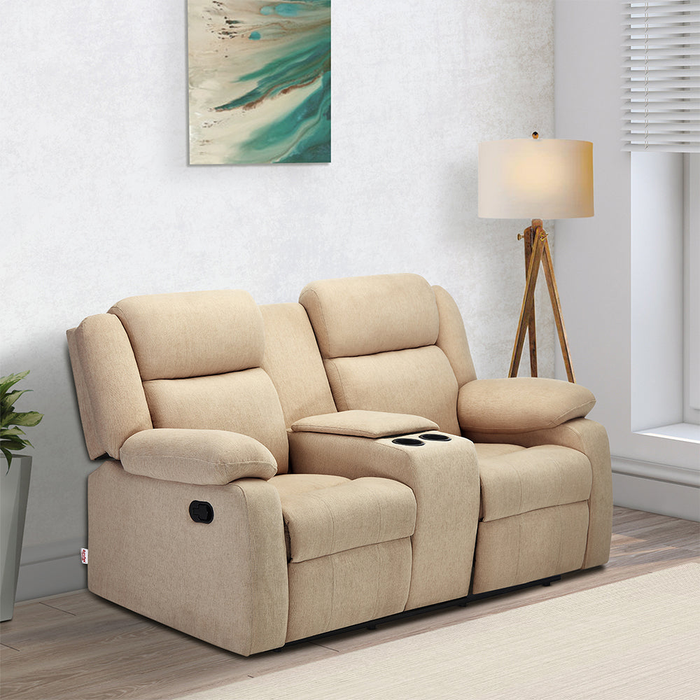 Avalon Twin Beige Fabric Recliner 2 Seater