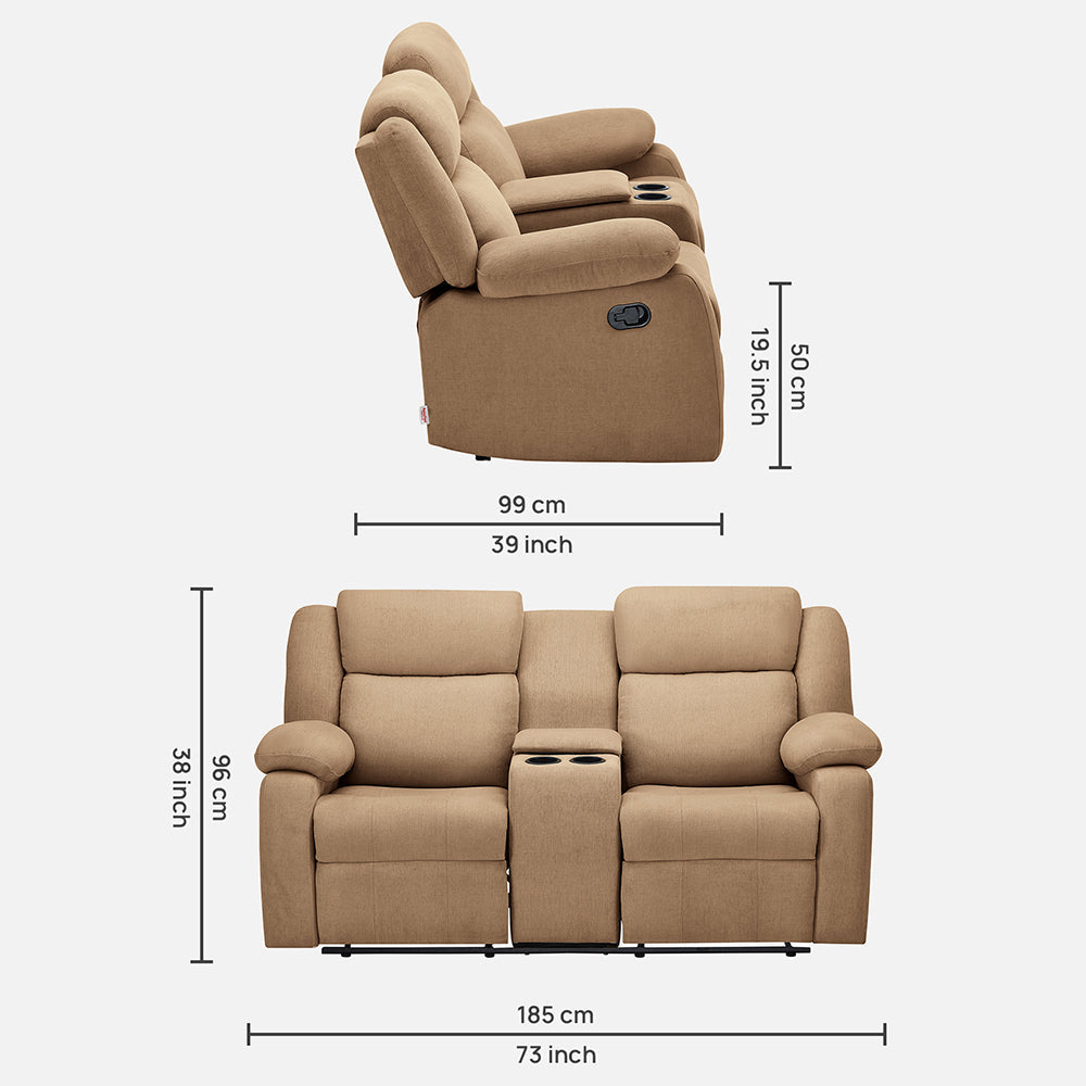 Avalon Twin Brown Fabric Recliner 2 Seater