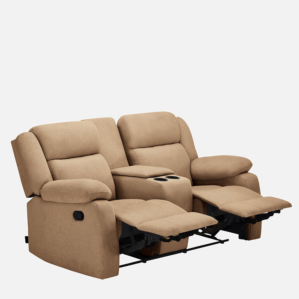 Avalon Twin Brown Fabric Recliner 2 Seater