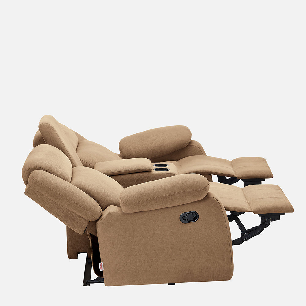 Avalon Twin Brown Fabric Recliner 2 Seater