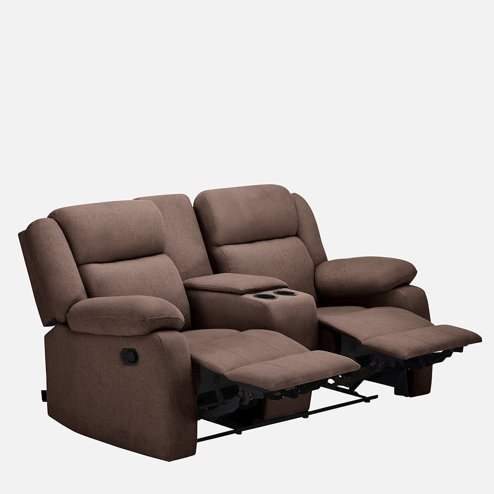 Avalon Twin Dark Brown Fabric Recliner 2 Seater