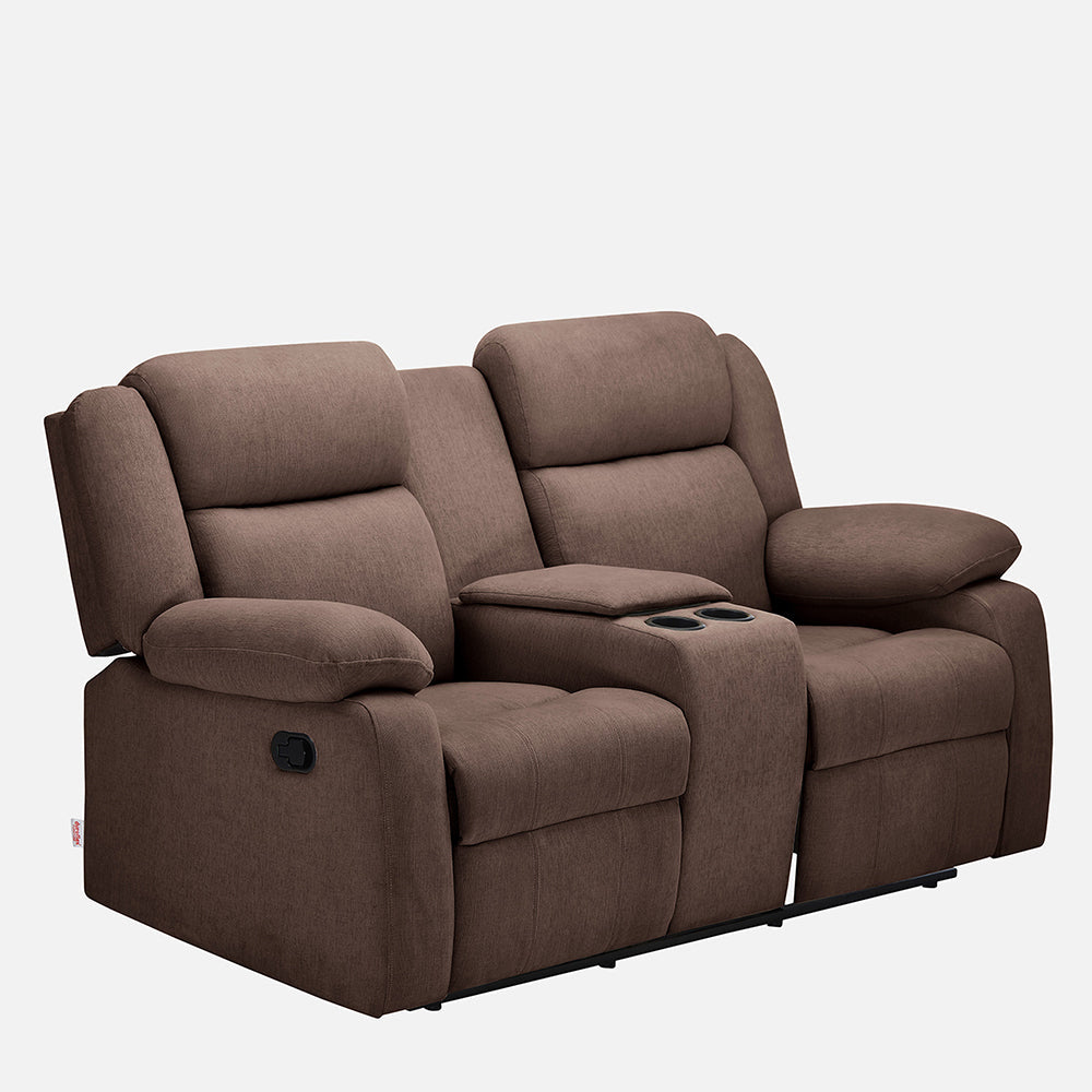 Avalon Twin Dark Brown Fabric Recliner 2 Seater