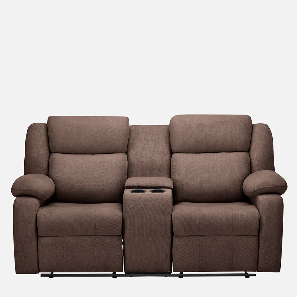 Avalon Twin Dark Brown Fabric Recliner 2 Seater