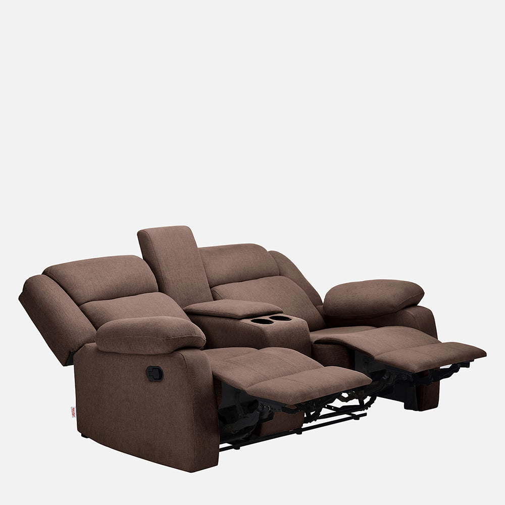 Avalon Twin Dark Brown Fabric Recliner 2 Seater