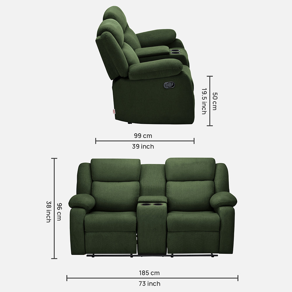 Avalon Twin Sap Green Fabric Recliner 2 Seater