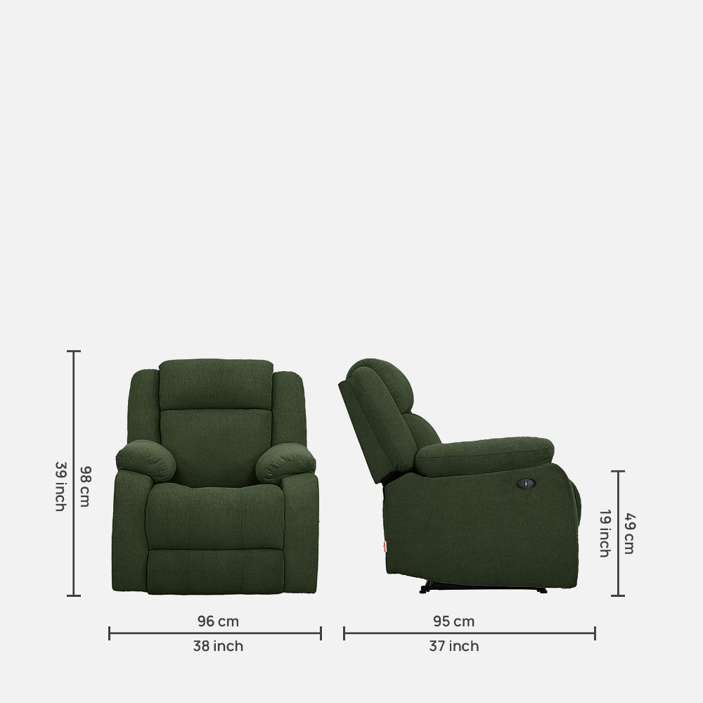 Avalon Motorized Electric Powered Sap Green Fabric Recliner