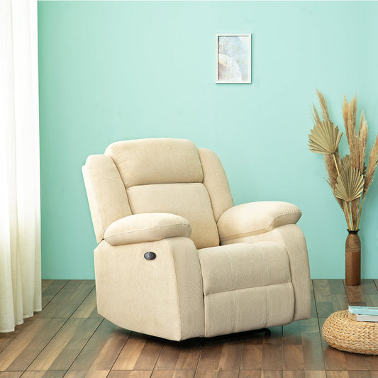 Avalon Motorized Electric Powered Beige Fabric Recliner