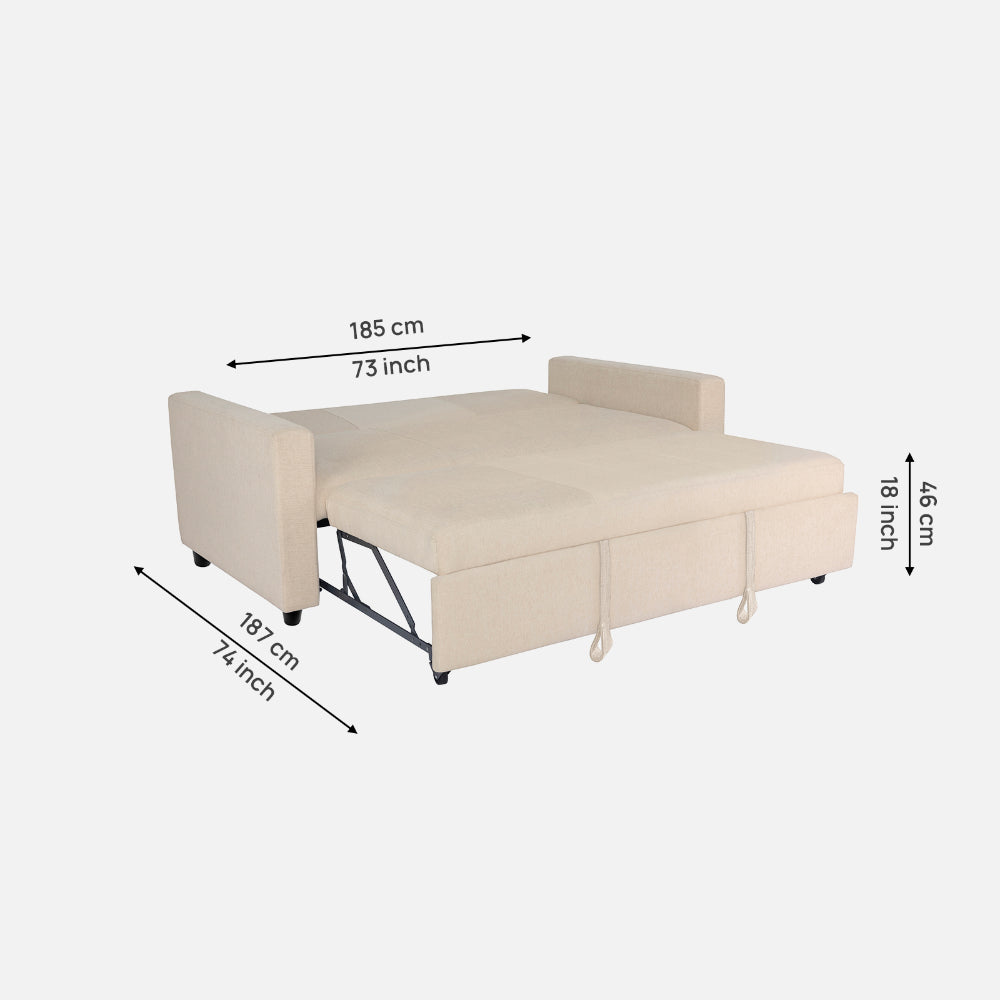 Ease Iconic Beige Fabric Sofa cum Bed