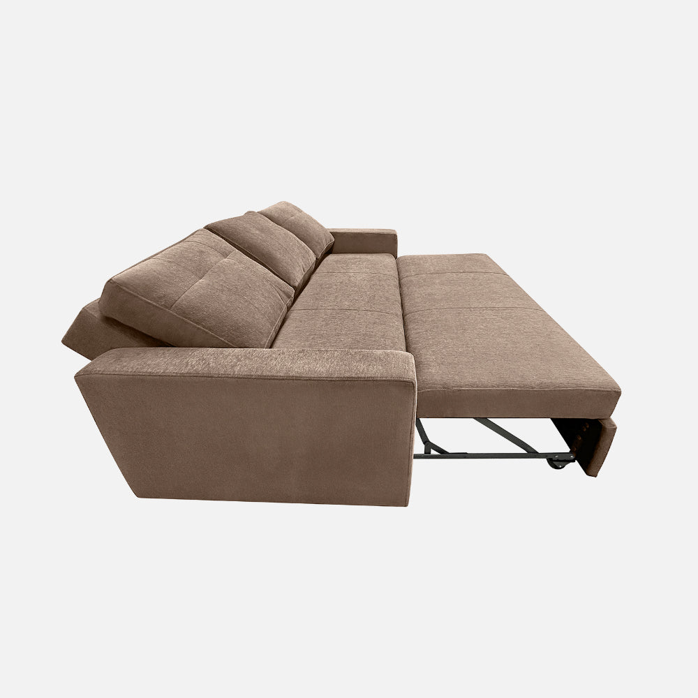 Ease Plaster Brown Fabric Sofa cum Bed