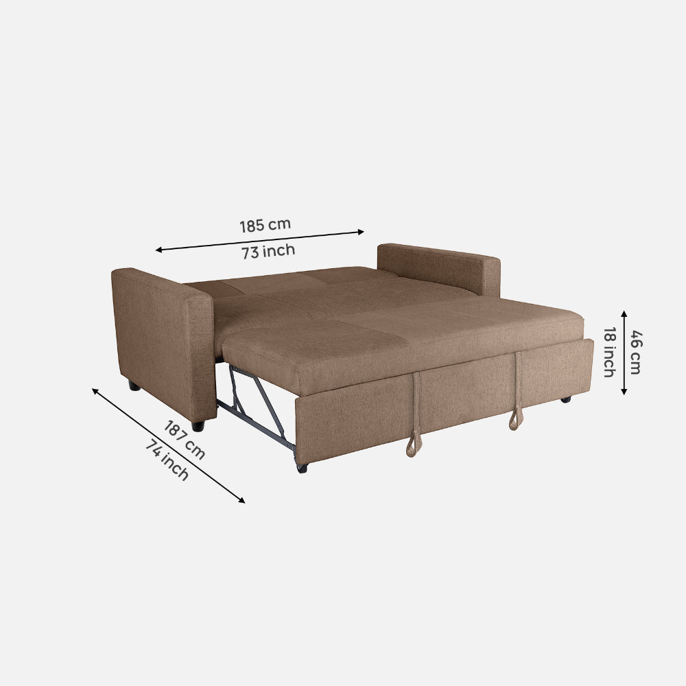 Ease Plaster Brown Fabric Sofa cum Bed