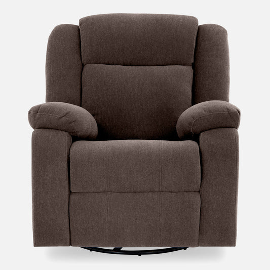 Avalon - Rocking & Rotating Single Seater Fabric Recliner In Dark Brown Colour