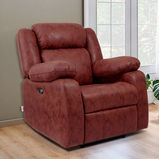 Avalon Motorized Electric Powered Crimson Red Suede Recliner