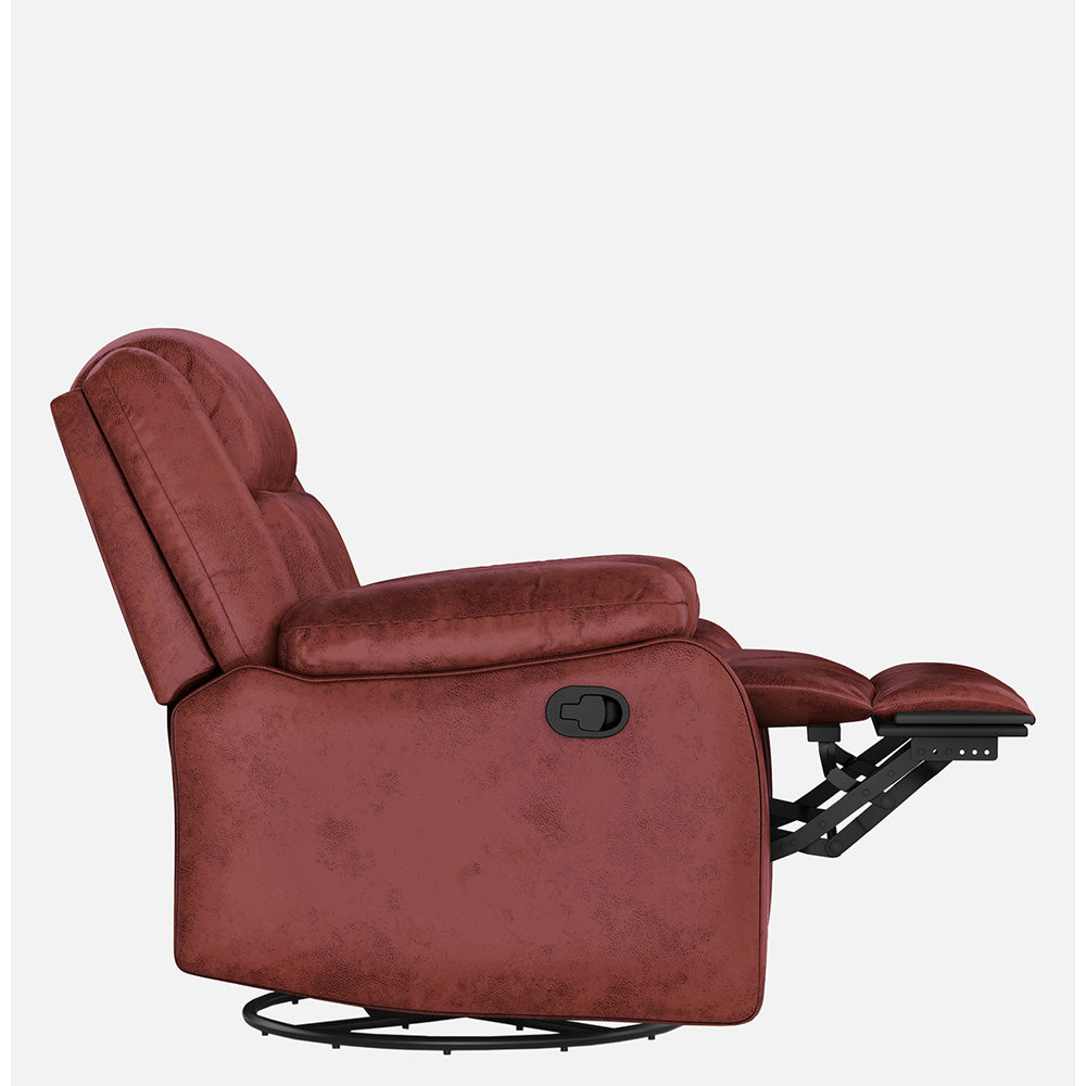 Avalon Rocking & Rotating Crimson Red Single Seater Suede Fabric Recliner