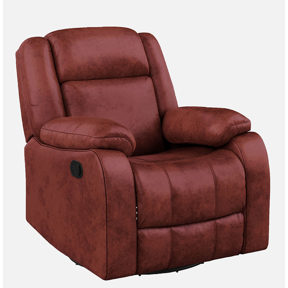 Avalon Rocking & Rotating Crimson Red Single Seater Suede Fabric Recliner