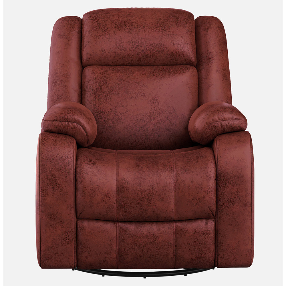 Avalon Rocking & Rotating Crimson Red Single Seater Suede Fabric Recliner