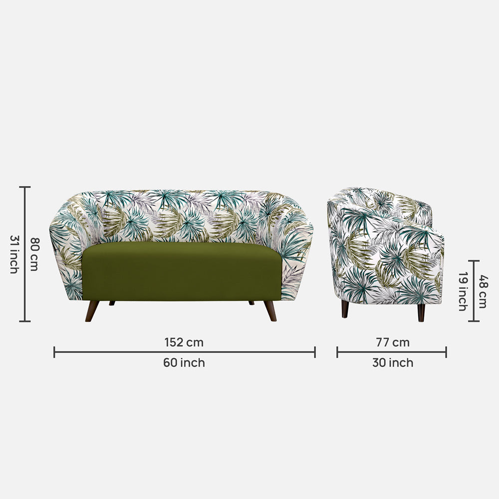 Meadow Kale Green Palm Loveseat