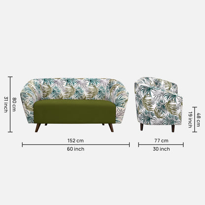 Meadow Kale Green Palm Loveseat
