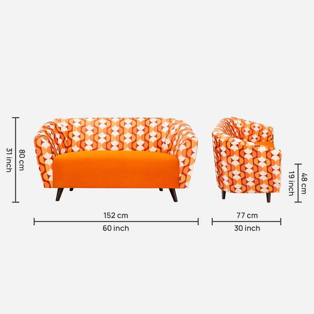 Meadow Tangerine Interlace Loveseat