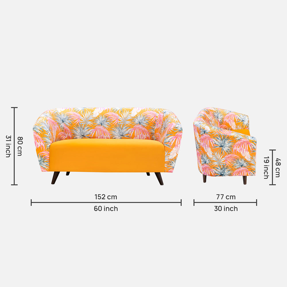 Meadow Mustard Palm Loveseat