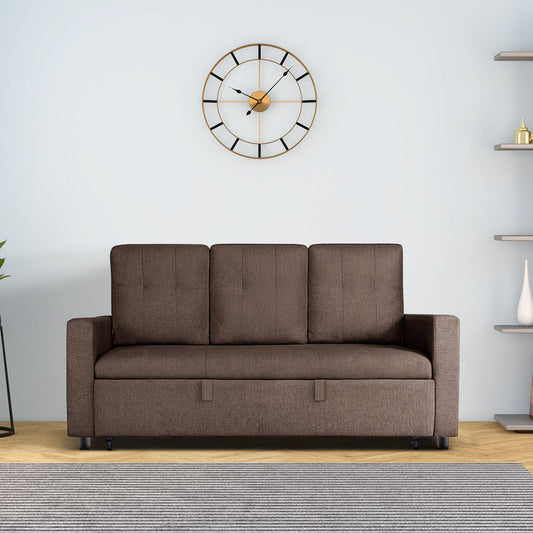 Ease Saddle Brown Fabric Sofa cum Bed