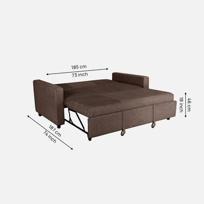 Ease Saddle Brown Fabric Sofa cum Bed
