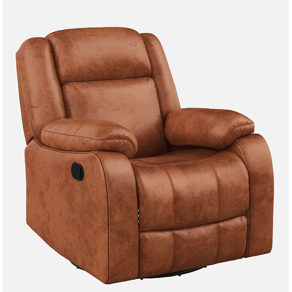 Avalon Rocking & Rotating Desert Orange Single Seater Suede Fabric Recliner