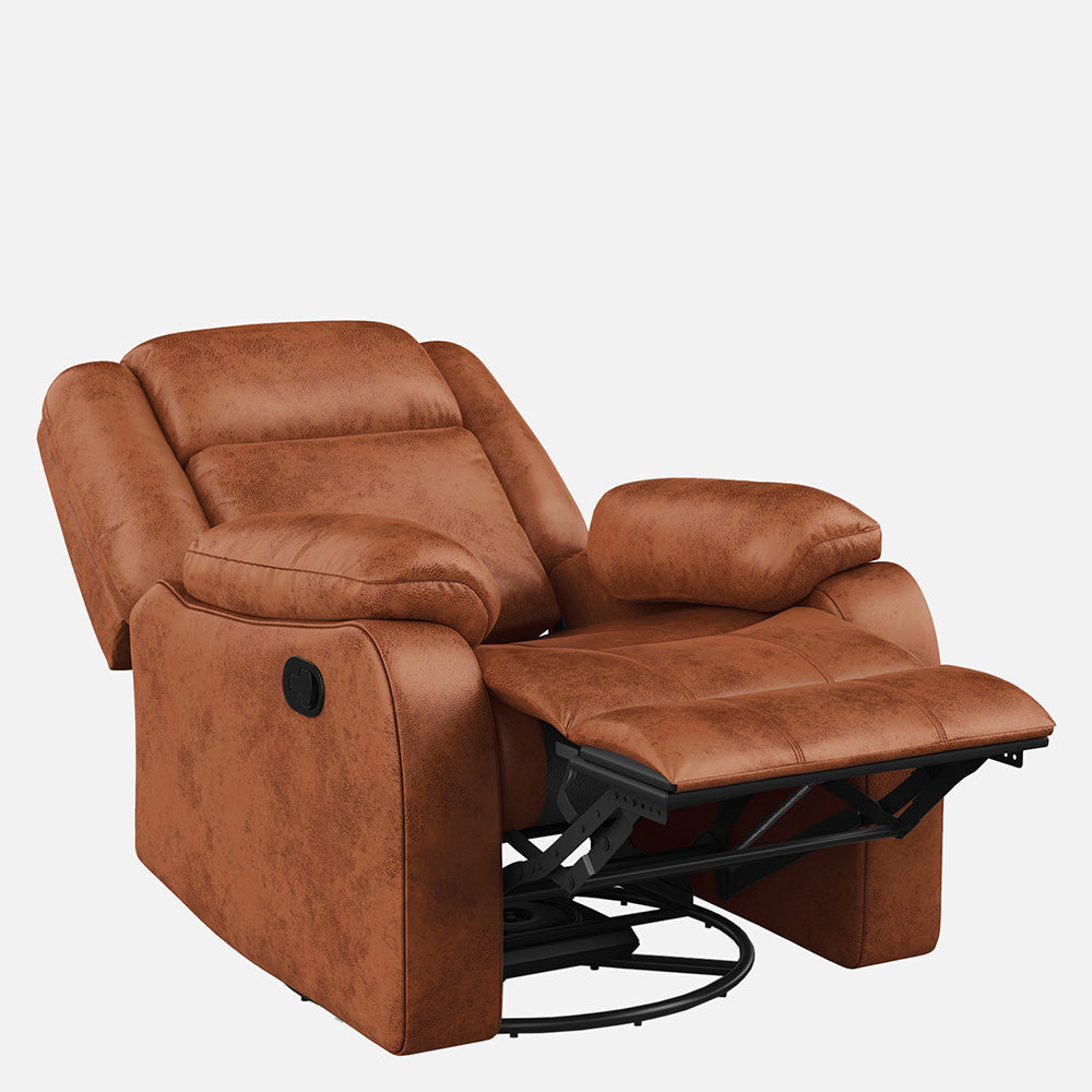 Avalon Rocking & Rotating Desert Orange Single Seater Suede Fabric Recliner