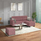 Zivo Plus Dusky Pink Fabric 2 Seater Sofa with Lounger