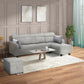 Zivo Plus Cloudy Gray Fabric Sofa Set 3 Seater Sofa with Lounger