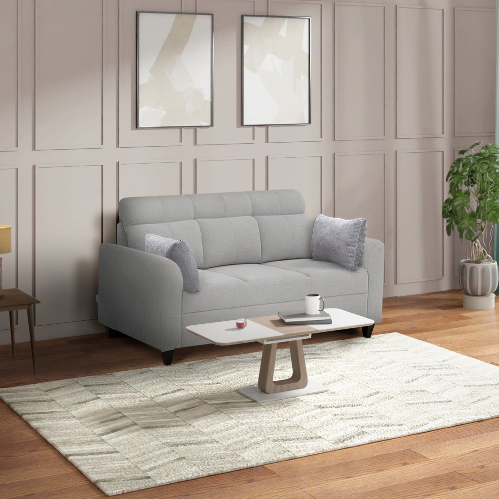 Zivo Plus Cloudy Gray Fabric Sofa Set 3 Seater Sofa