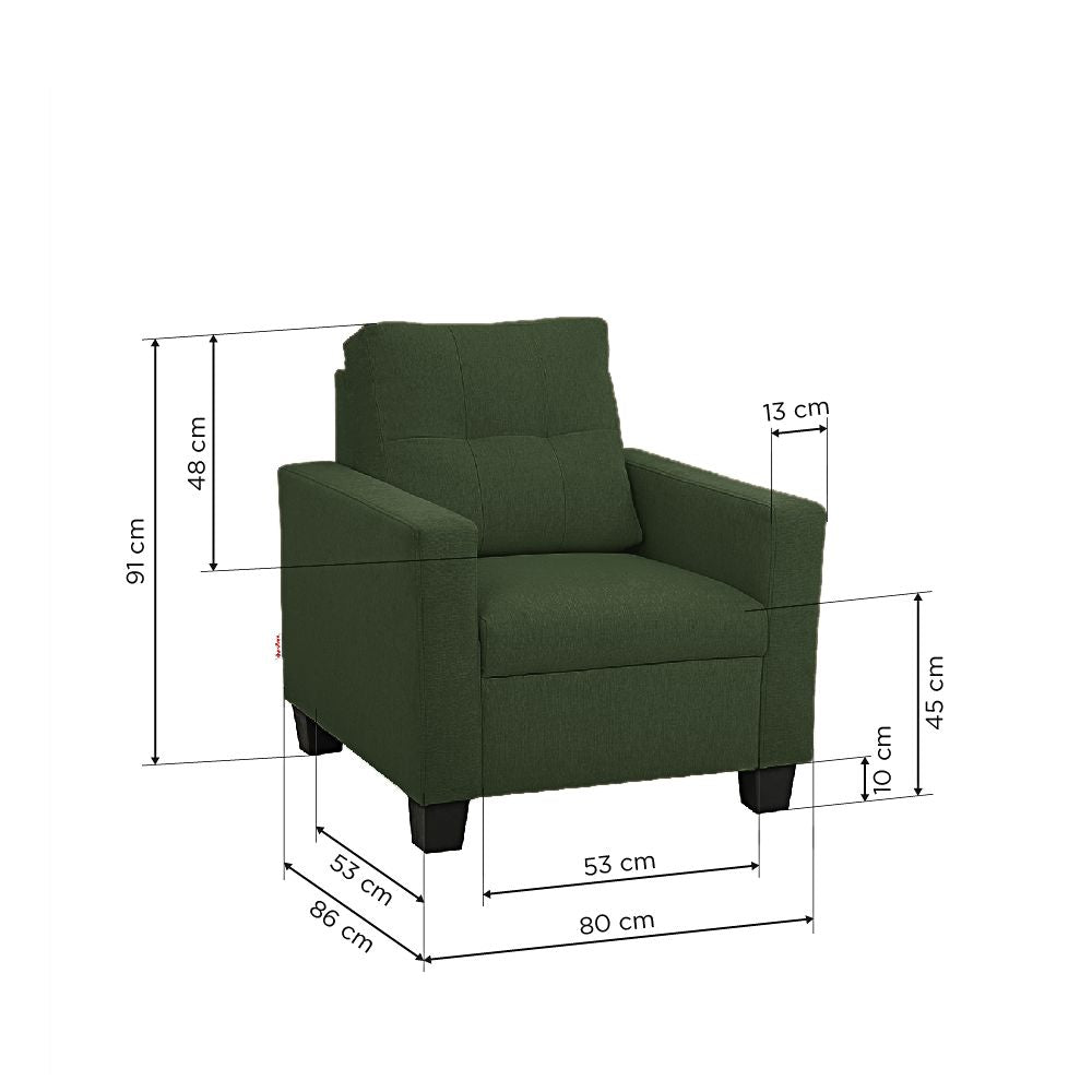 Ease Green Fabric 1 seater sofa