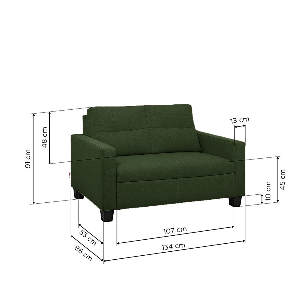 Ease Green Fabric 2 Seater Sofa