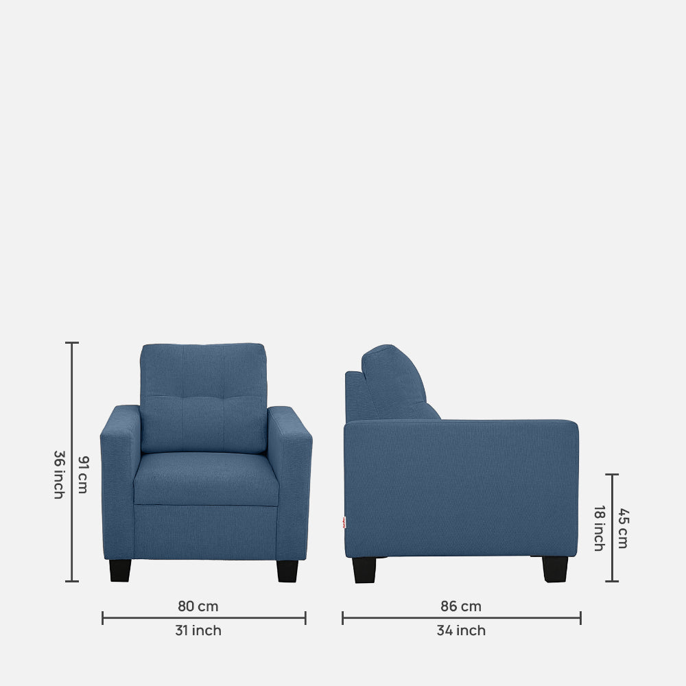 Ease Blue Fabric 1 seater sofa