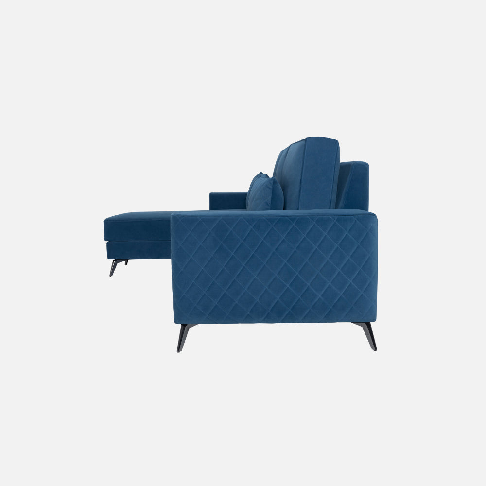 Eden Sapphire Blue Fabric 3 Seater Sofa With Lounger