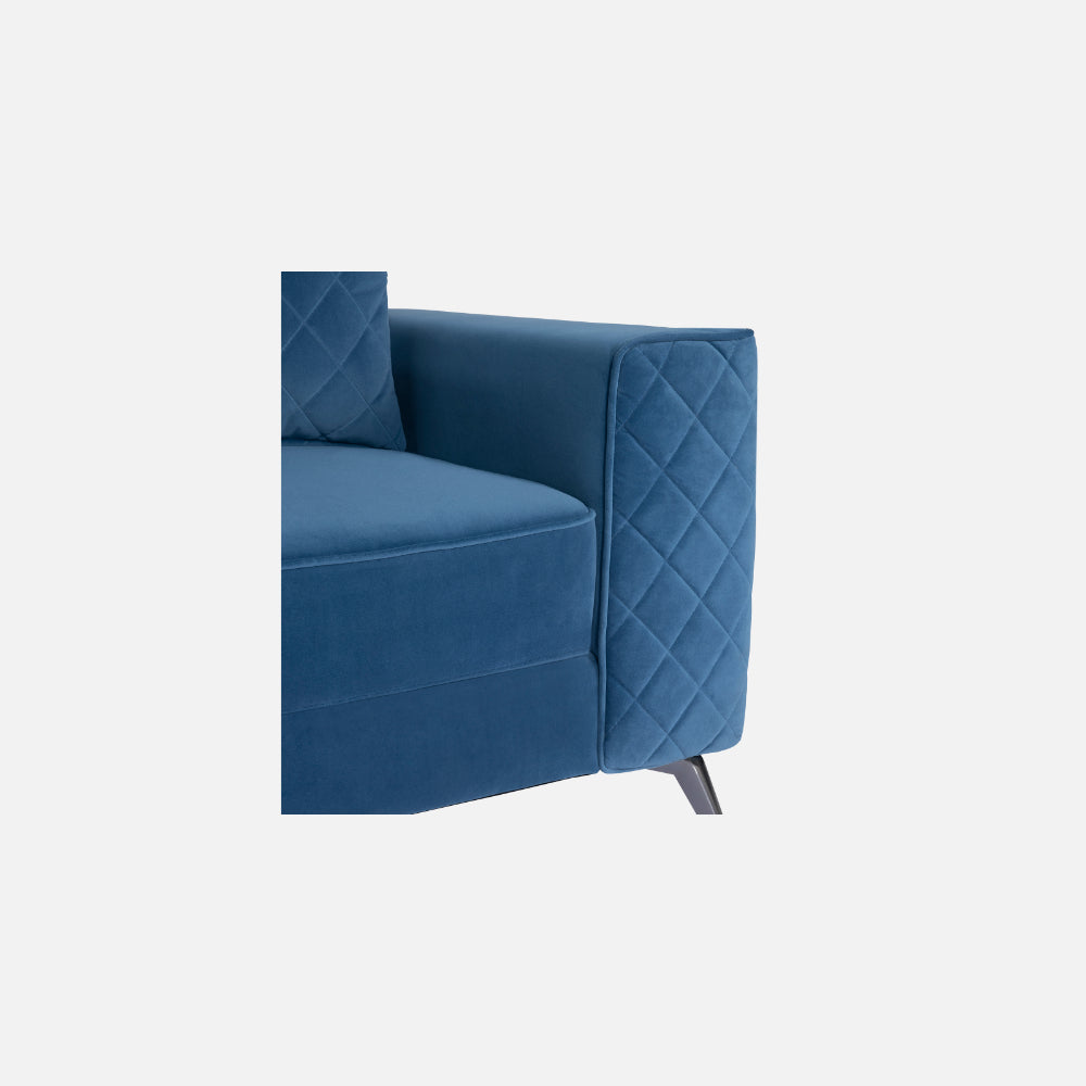 Eden Sapphire Blue Fabric 3 Seater Sofa With Lounger