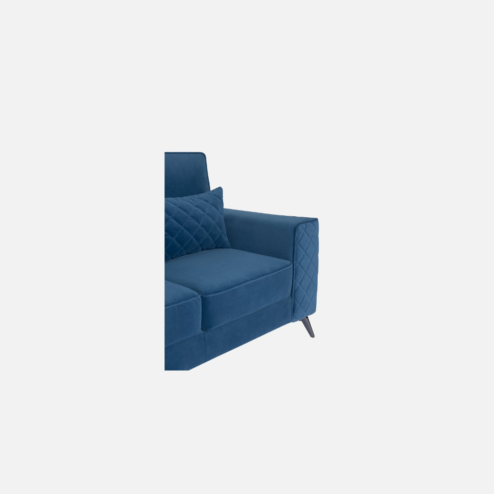 Eden Sapphire Blue Fabric 3 Seater Sofa With Lounger